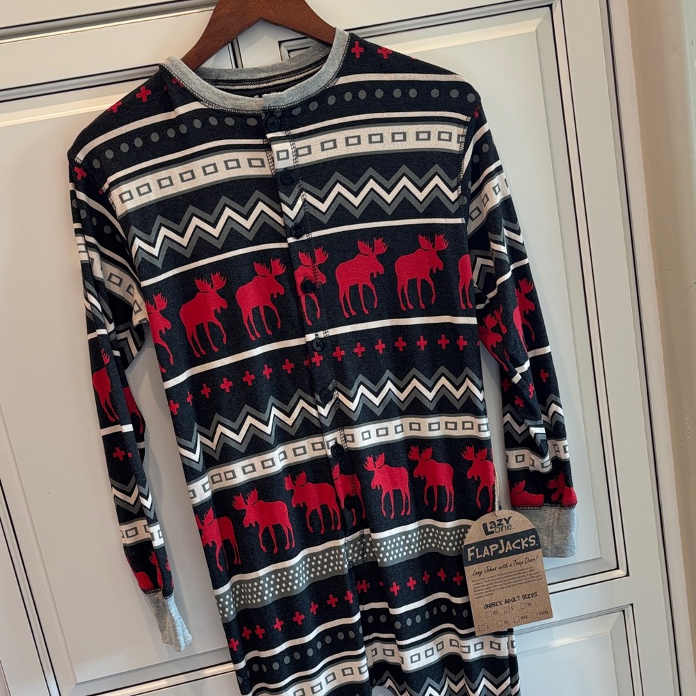 Lazy One Flapjacks Cabin‎ Moose Pajamas Lounge Adult Mens/Womens Size Small